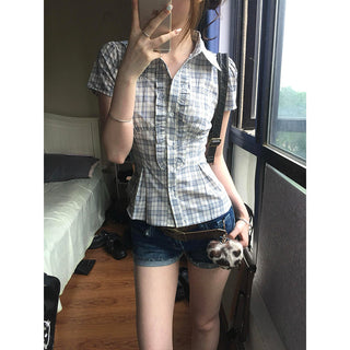 plaid cinched shirt
