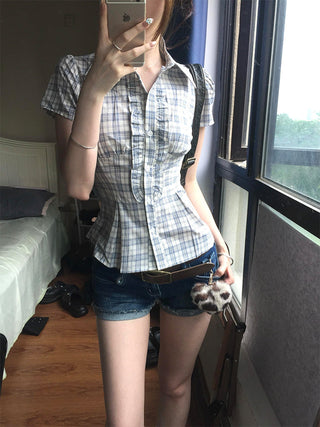 plaid cinched shirt