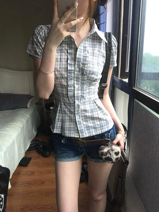 plaid cinched shirt