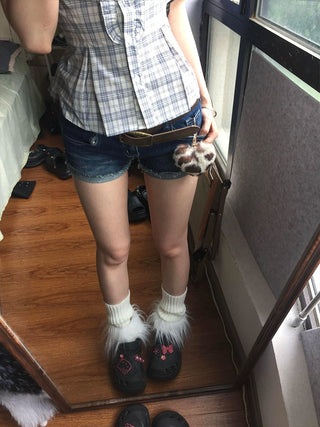 plaid cinched shirt