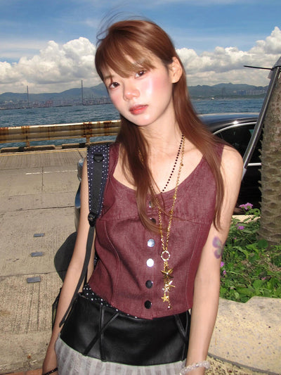 denim strappy Top