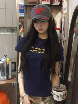 slogan print Tops