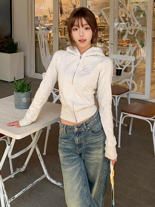 hooded zipper cardigan