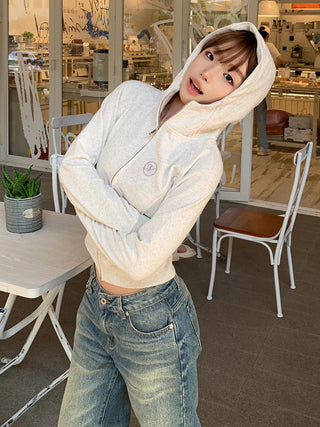 hooded zipper cardigan
