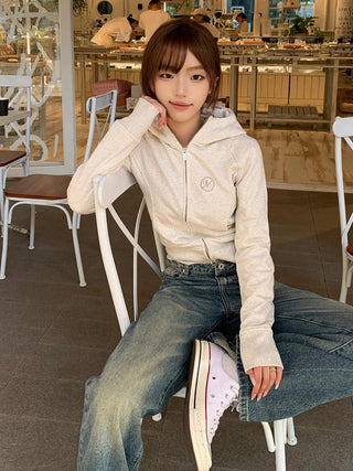 hooded zipper cardigan