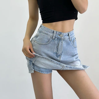 denim hip skirt