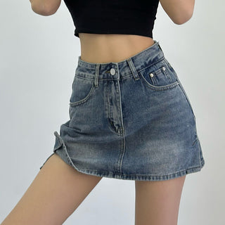 denim hip skirt