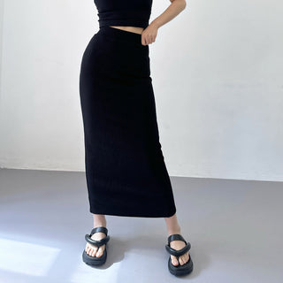 knitted slit skirt