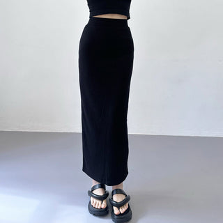 knitted slit skirt