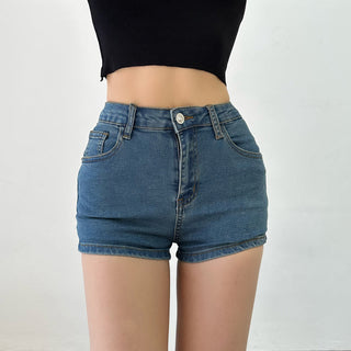 peach denim shorts