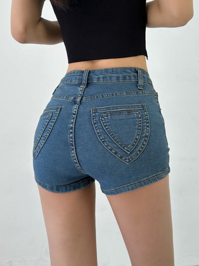 peach denim shorts