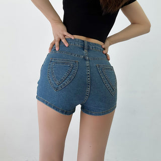 peach denim shorts