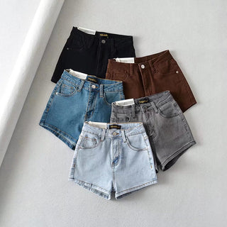 peach denim shorts