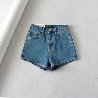 peach denim shorts