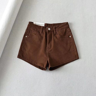 peach denim shorts