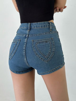 peach denim shorts