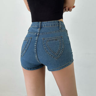 peach denim shorts