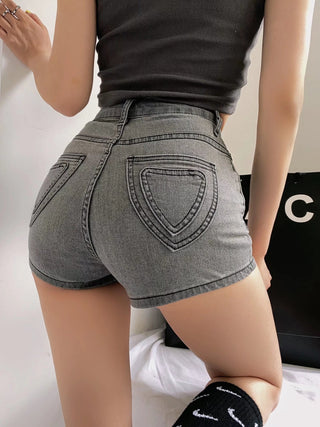 peach denim shorts