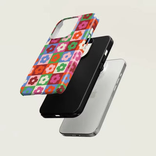 Retro Checkered Flower iPhone Case