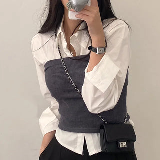 Autumn Ribbed Cropped Sleeveless Layered Black Slim Knit Top