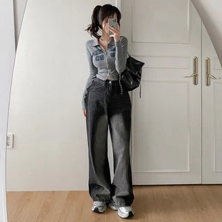 Autumn long-sleeved hooded knit gray 2-way color cardigan