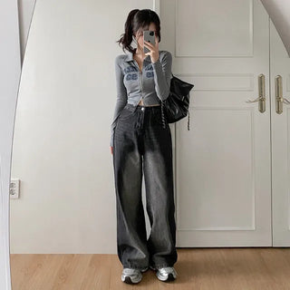 Autumn long-sleeved hooded knit gray 2-way color cardigan
