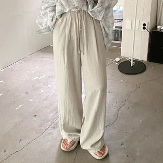 Wide elastic waist high-waisted layered nylon pants