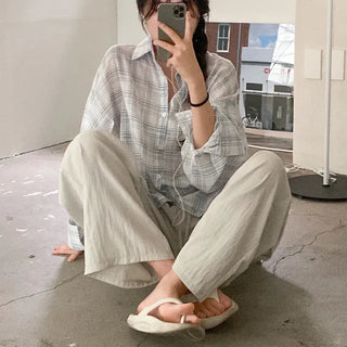 Wide elastic waist high-waisted layered nylon pants