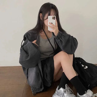 Y2K Hooded Oversized Denim Hoodie
