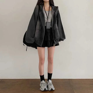 Y2K Hooded Oversized Denim Hoodie