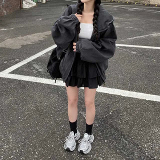 Y2K Hooded Oversized Denim Hoodie