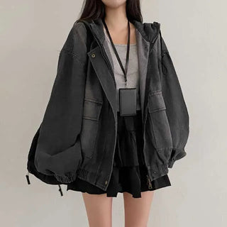 Y2K Hooded Oversized Denim Hoodie