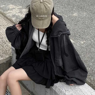 Y2K Hooded Oversized Denim Hoodie