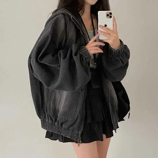 Y2K Hooded Oversized Denim Hoodie