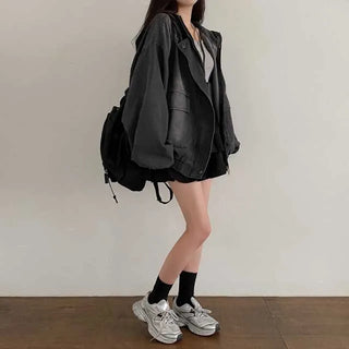 Y2K Hooded Oversized Denim Hoodie