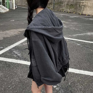 Y2K Hooded Oversized Denim Hoodie
