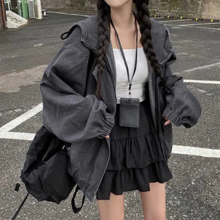 Y2K Hooded Oversized Denim Hoodie