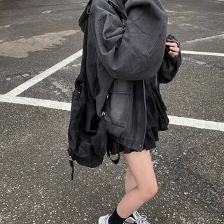 Y2K Hooded Oversized Denim Hoodie