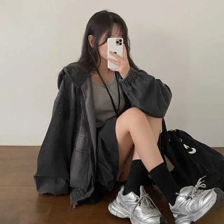 Y2K Hooded Oversized Denim Hoodie