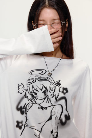 [YAWHAT] angel print tee