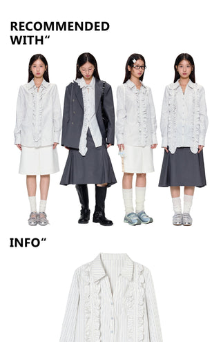 [YAWHAT] lace pleated shirt