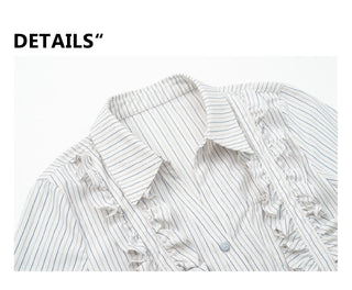[YAWHAT] lace pleated shirt