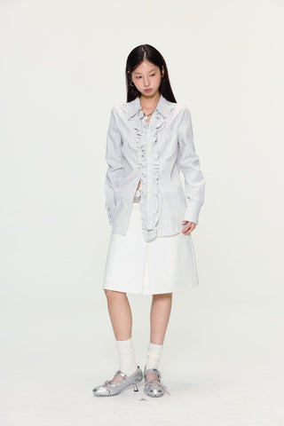 [YAWHAT] lace pleated shirt