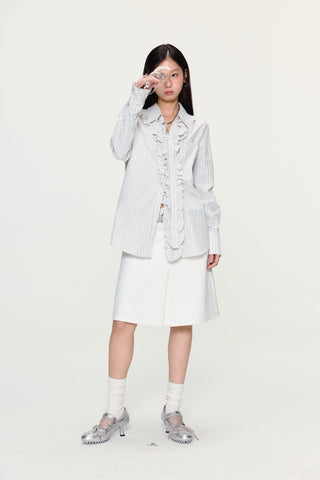 [YAWHAT] lace pleated shirt