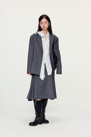 [YAWHAT] lace pleated shirt