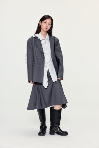 [YAWHAT] lace pleated shirt