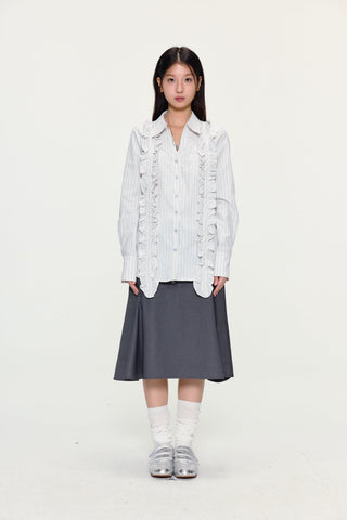 [YAWHAT] lace pleated shirt