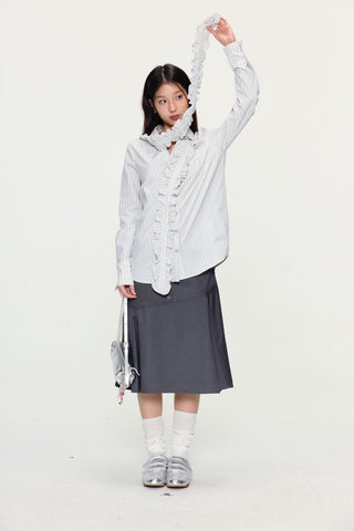 [YAWHAT] lace pleated shirt