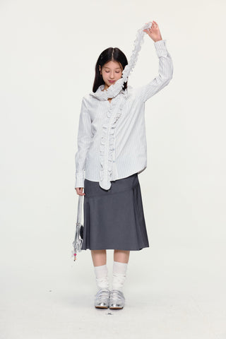 [YAWHAT] lace pleated shirt