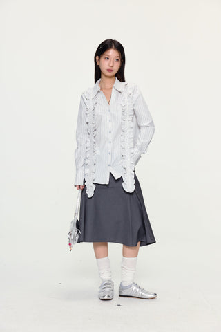 [YAWHAT] lace pleated shirt